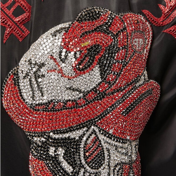 PHILIPP PLEIN NYLON JACKET "SKULL SNAKE RED" - Picture 4 of 10